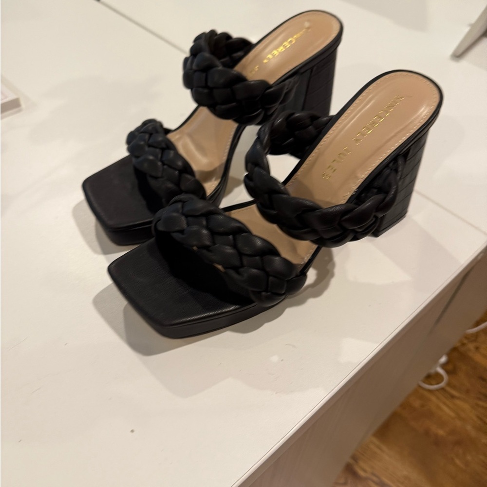 Sincerely Jules Black Braided Heels